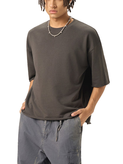 Amen Boxy Half-Sleeve Raw-Edge T-Shirt