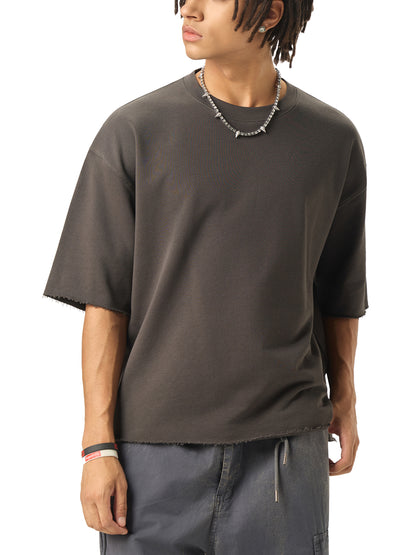 Amen Boxy Half-Sleeve Raw-Edge T-Shirt